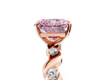 Fancy Pink Radiant Cut Diamond Solitaire Ring in Rose gold with Twisted Ribbon Band and Round Accents_5
