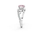 Fancy Pink Radiant Cut Diamond Solitaire Ring in Silver with Pavé Twist Band and Prong Setting_8