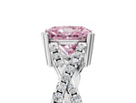 Fancy Pink Radiant Cut Diamond Solitaire Ring in White gold with Interwoven Pavé Band and Prong Setting_5