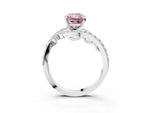 Fancy Pink Radiant Cut Diamond Solitaire Ring in White gold with Pavé Twist Band and Prong Setting_3