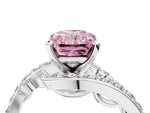 Fancy Pink Radiant Cut Diamond Solitaire Ring in White gold with Pavé Twist Band and Prong Setting_4