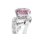 Fancy Pink Radiant Cut Diamond Solitaire Ring in White gold with Pavé Twist Band and Prong Setting_5