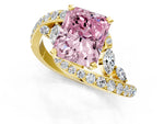 Fancy Pink Radiant Cut Diamond Solitaire Ring in Yellow gold with Pavé Twist Band and Prong Setting_1