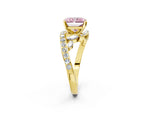 Fancy Pink Radiant Cut Diamond Solitaire Ring in Yellow gold with Pavé Twist Band and Prong Setting_2