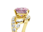 Fancy Pink Radiant Cut Diamond Solitaire Ring in Yellow gold with Pavé Twist Band and Prong Setting_5