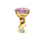 Fancy Pink Radiant Cut Diamond Solitaire Ring in Yellow gold with Twisted Ribbon Band and Round Accents_5