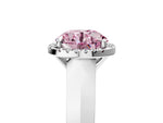 Fancy Pink Round Cut Diamond Halo Ring in Platinum with Cathedral Band and Prong Setting_17