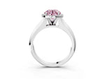 Fancy Pink Round Cut Diamond Halo Ring in White gold with Cathedral Band and Prong Setting_3