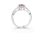 Fancy Pink Round Cut Diamond Solitaire Ring in Platinum with Interwoven Pavé Band and Prong Setting_9