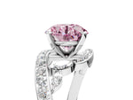 Fancy Pink Round Cut Diamond Solitaire Ring in Platinum with Pavé Twist Band and Prong Setting_11