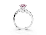 Fancy Pink Round Cut Diamond Solitaire Ring in Platinum with Pavé Twist Band and Prong Setting_9