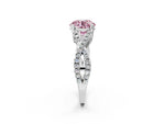 Fancy Pink Round Cut Diamond Solitaire Ring in White gold with Interwoven Pavé Band and Prong Setting_2