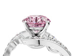 Fancy Pink Round Cut Diamond Solitaire Ring in White gold with Pavé Twist Band and Prong Setting_4