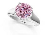 Fancy Pink Round Cut Diamond Solitaire Ring in White gold with Smooth Wide Band and Prong Setting_1