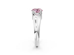 Fancy Pink Round Cut Diamond Solitaire Ring in White gold with Smooth Wide Band and Prong Setting_2