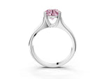 Fancy Pink Round Cut Diamond Solitaire Ring in White gold with Smooth Wide Band and Prong Setting_3