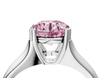 Fancy Pink Round Cut Diamond Solitaire Ring in White gold with Smooth Wide Band and Prong Setting_4