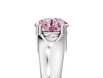 Fancy Pink Round Cut Diamond Solitaire Ring in White gold with Smooth Wide Band and Prong Setting_5