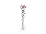 Fancy Pink Round Cut Diamond Solitaire Ring in White gold with Twisted Ribbon Band and Round Accents_2