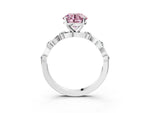 Fancy Pink Round Cut Diamond Solitaire Ring in White gold with Twisted Ribbon Band and Round Accents_3