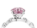 Fancy Pink Round Cut Diamond Solitaire Ring in White gold with Twisted Ribbon Band and Round Accents_4