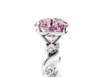Fancy Pink Round Cut Diamond Solitaire Ring in White gold with Twisted Ribbon Band and Round Accents_5
