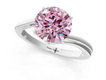 Fancy Pink Round Cut Diamond Solitaire Twist Band Ring in White gold with Prong Setting_1