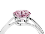 Fancy Pink Round Cut Diamond Solitaire Twist Band Ring in White gold with Prong Setting_4