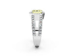 Fancy Yellow Asscher Cut Diamond Halo Ring in Silver with Split Shank Band and Prong Setting_8