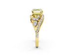 Fancy Yellow Asscher Cut Diamond Halo Ring in Yellow gold with Marquise and Pavé Band in Prong Setting_2
