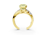 Fancy Yellow Asscher Cut Diamond Halo Ring in Yellow gold with Marquise and Pavé Band in Prong Setting_3