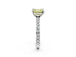 Fancy Yellow Asscher Cut Diamond Pavé Solitaire Ring in Platinum with Round Pavé Band and Prong Setting_14