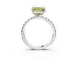 Fancy Yellow Asscher Cut Diamond Pavé Solitaire Ring in Platinum with Round Pavé Band and Prong Setting_15