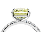 Fancy Yellow Asscher Cut Diamond Pavé Solitaire Ring in Platinum with Round Pavé Band and Prong Setting_16