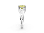 Fancy Yellow Asscher Cut Diamond Solitaire Ring in Platinum with Smooth Wide Band and Prong Setting_14