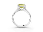 Fancy Yellow Asscher Cut Diamond Solitaire Ring in Platinum with Smooth Wide Band and Prong Setting_15