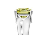 Fancy Yellow Asscher Cut Diamond Solitaire Ring in Platinum with Smooth Wide Band and Prong Setting_17