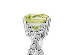 Fancy Yellow Asscher Cut Diamond Solitaire Ring in Silver with Interwoven Pavé Band and Prong Setting_11