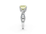 Fancy Yellow Asscher Cut Diamond Solitaire Ring in Silver with Interwoven Pavé Band and Prong Setting_8