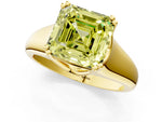 Fancy Yellow Asscher Cut Diamond Solitaire Ring in Yellow gold with Smooth Wide Band and Prong Setting_1