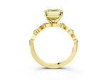 Fancy Yellow Asscher Cut Diamond Solitaire Ring in Yellow gold with Twisted Ribbon Band and Round Accents_3