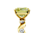 Fancy Yellow Asscher Cut Diamond Solitaire Ring in Yellow gold with Twisted Ribbon Band and Round Accents_5