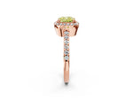 Fancy Yellow Cushion Cut Diamond Halo Engagement Ring in Rose gold with Milgrain Detail and Pavé Band_2