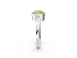 Fancy Yellow Cushion Cut Diamond Halo Engagement Ring in Silver with Plain Split Shank and Prong Setting_14