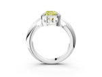Fancy Yellow Cushion Cut Diamond Halo Engagement Ring in Silver with Plain Split Shank and Prong Setting_15