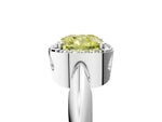 Fancy Yellow Cushion Cut Diamond Halo Engagement Ring in Silver with Plain Split Shank and Prong Setting_17