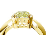 Fancy Yellow Cushion Cut Diamond Halo Engagement Ring in Yellow gold with Plain Split Shank and Prong Setting_4