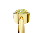 Fancy Yellow Cushion Cut Diamond Halo Engagement Ring in Yellow gold with Plain Split Shank and Prong Setting_5