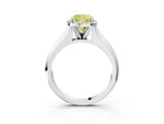 Fancy Yellow Cushion Cut Diamond Halo Ring in Platinum with Cathedral Band and Prong Setting_15