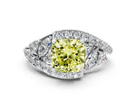 Fancy Yellow Cushion Cut Diamond Halo Ring in Silver with Marquise and Pavé Band in Prong Setting_12